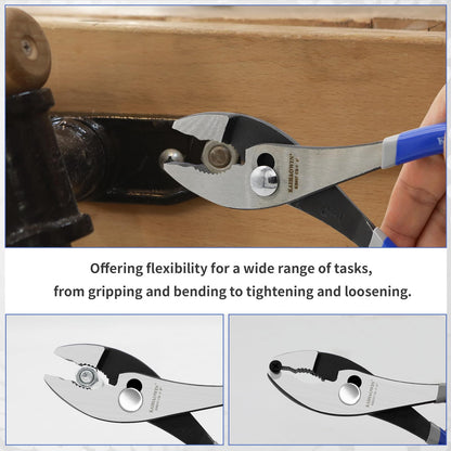 KAIHAOWIN Slip-Joint Pliers 8"& 10" Set of 2, Large Pliers Cr-V Heavy Duty Serrated Jaw with Rubber Grip Handle Plier Tool