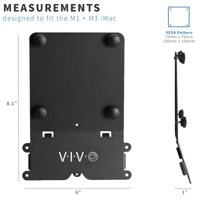 VIVO VESA Adapter Plate Bracket Kit Designed for 24 inch M1, M3, and M4 iMac Series Monitors, VESA up to 100x100, Black, Mount-MACM1