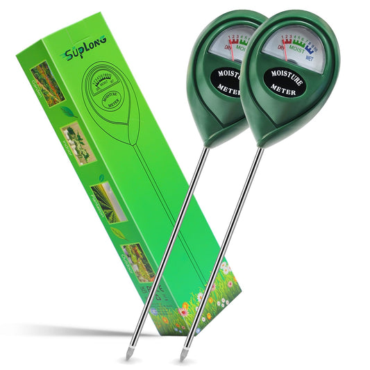 Suplong 2 Packs Soil Moisture Meter, Moisture Meter for Plants, Plant Water Meter, Plant Moisture Meter for Garden, Farm, Lawn, Indoor & Outdoor (No Battery Needed)(Green)
