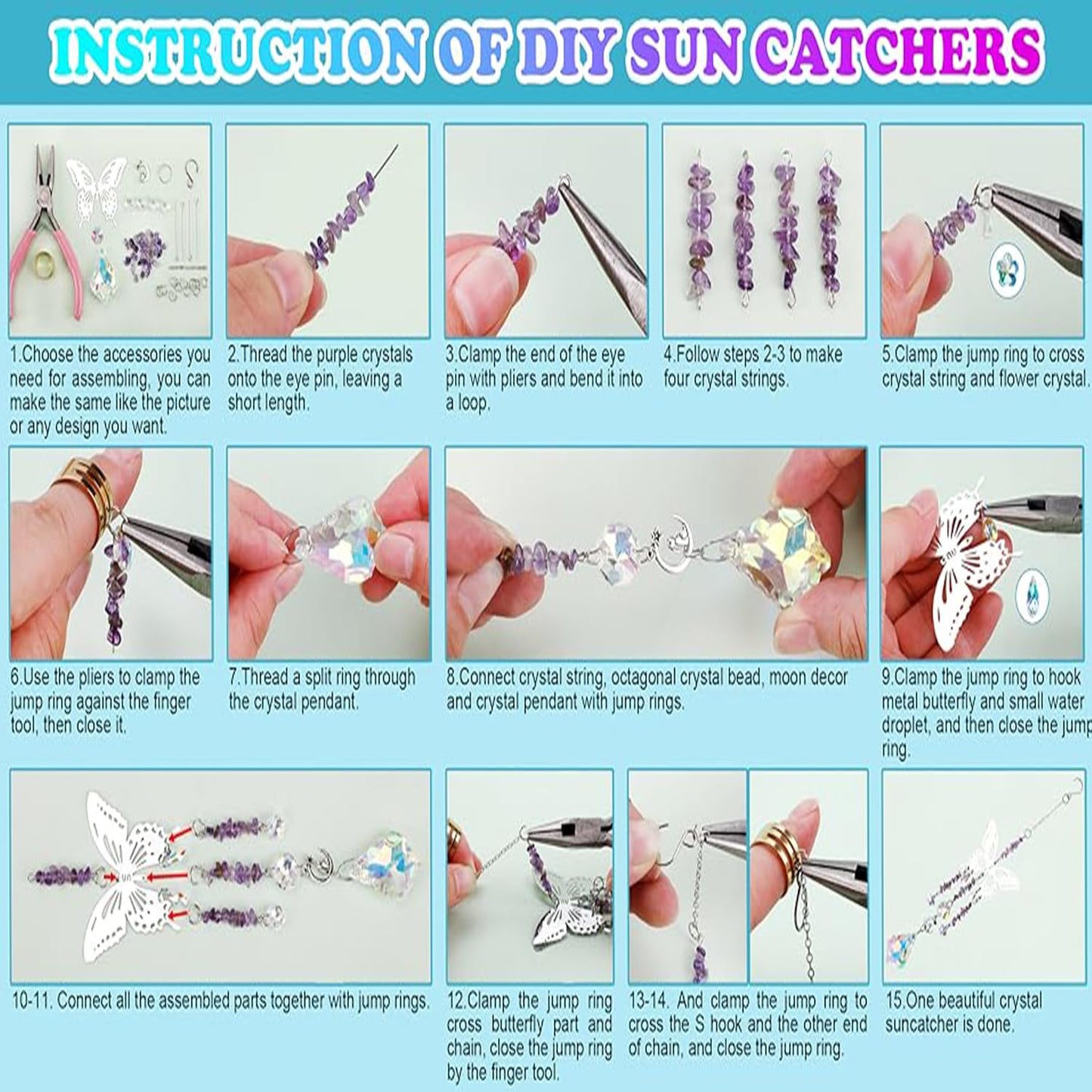 400pcs Sun Catchers Making Supplies Kit,DIY Suncatchers,Crafts and Art for Adults Hanging Prism Sun Catcher with Crystals Rainbow Maker for Indoor Window Home Wedding Garden Christmas Decor