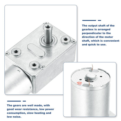 MECCANIXITY DC 12V 2 RPM Reversible Worm Geared Motor Reducer Motor 6mm D Shape Shaft High Torque Gear Box with Fixing Bracket Reduction Electric Motor for Sweepers, Printers, Ovens