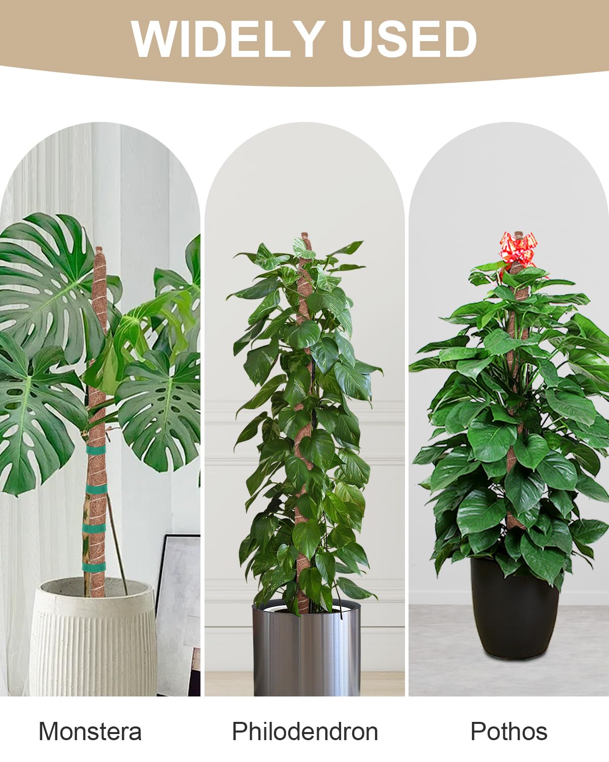2Pcs 66in&48in Moss Pole,Bendable Plant Support for Climbing Plants,Monstera Plant Support Stakes Indoor,Adjustable Plant Stand,Houseplants to Grow Upwards