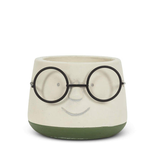 Abbott Collection Small Face Planter with Glasses-3.5" D