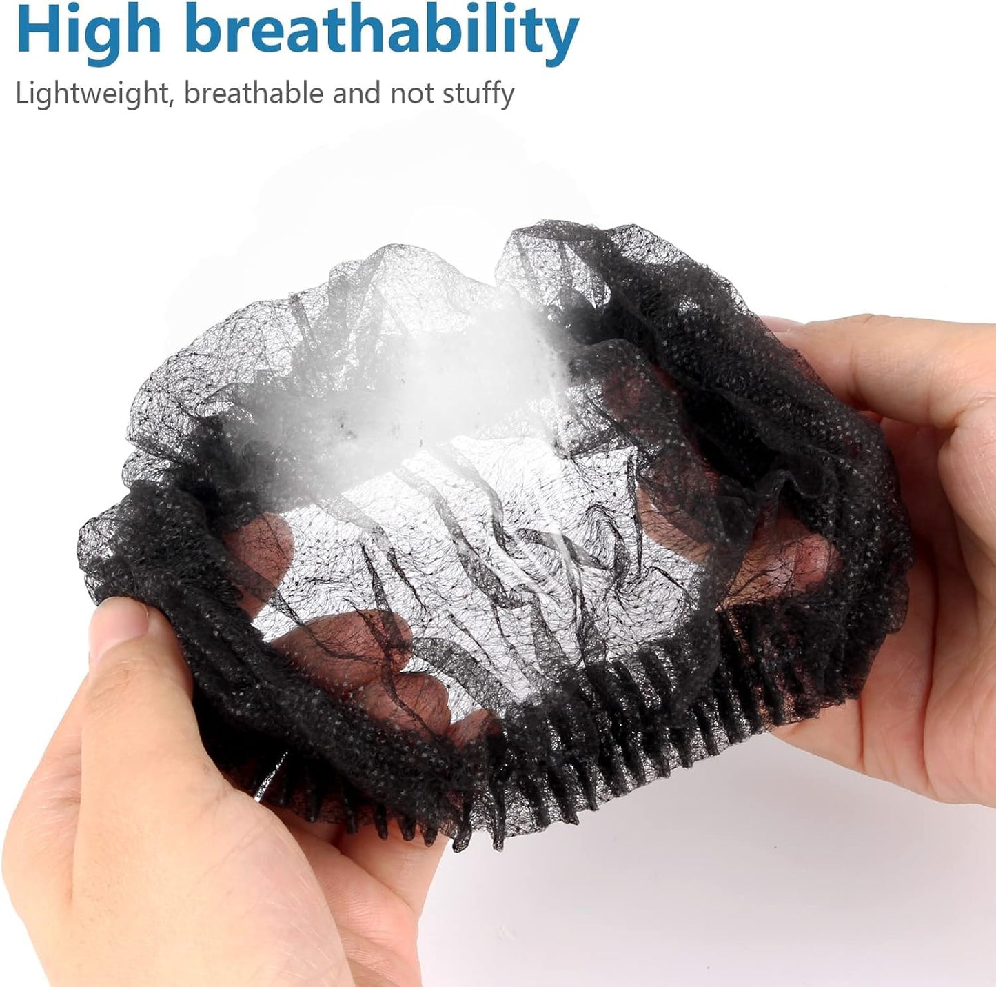 EZ Disposable Bouffant Cap 21 inch Hair Net Cap,100pcs Head cover, Polypropylene Elastic Free Size,Cosmetics, Beauty, Kitchen, Cooking,Food Handling,food process, clinics Home Industries(Black)