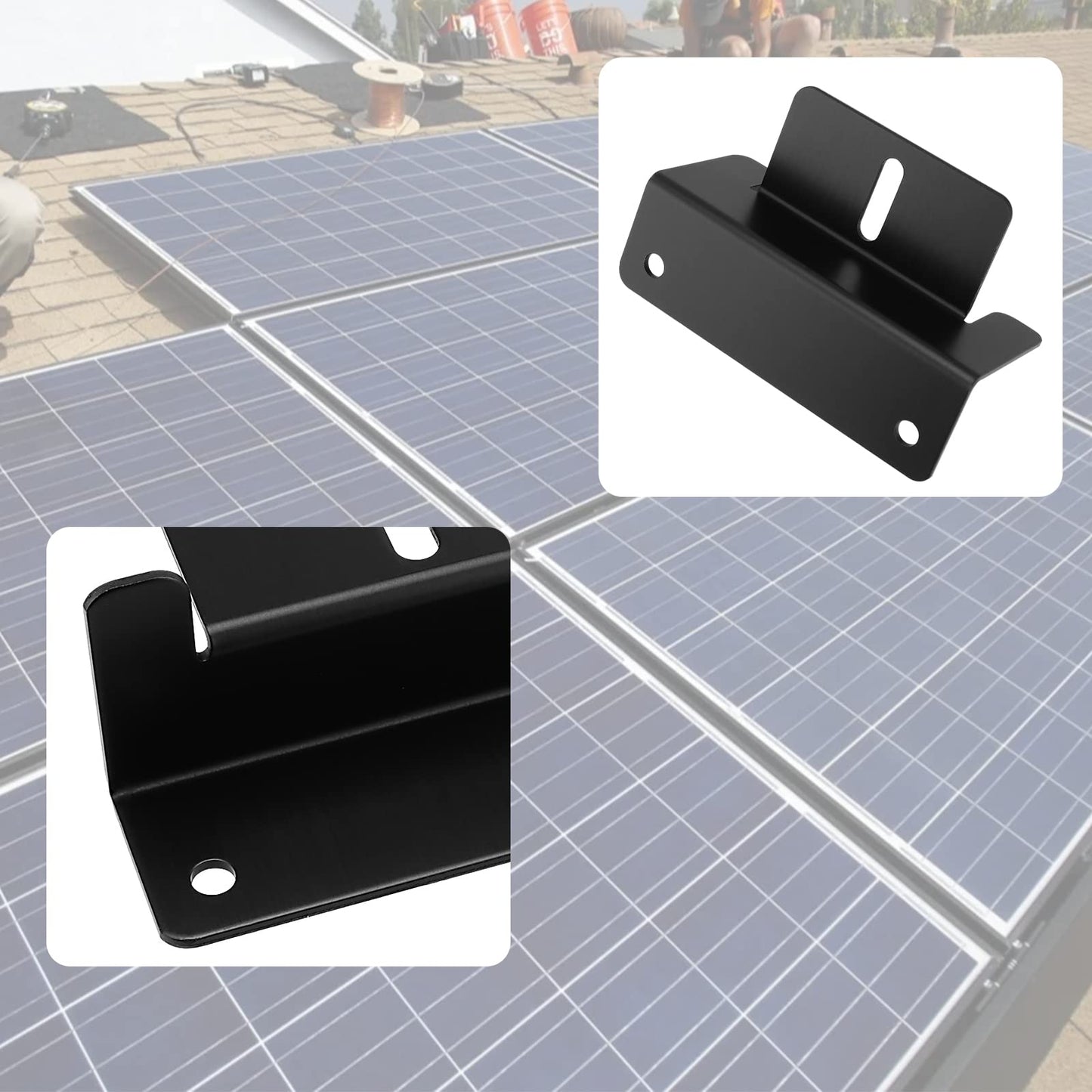 MUKLEI 8 Units Solar Panel Mounting Z Brackets with Nuts and Bolts, Lightweight Aluminum Corrosion-Free Construction Solar Panel Z Brackets Bulk for Roof, RV, Boat, Black