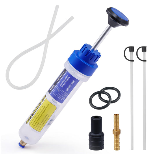 Orion Motor Tech Oil Extractor Pump, 200mL Manual Fluid Extractor for Power Steering Transmission Gear Oil & Brake Fluid Transfers, Auto Syringe Pump for ATV Boat Automotive with Flexible Hoses, Blue