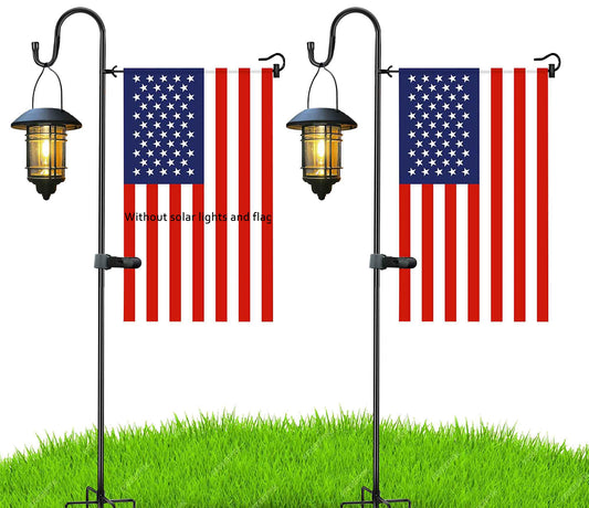 Garden Flag Holder Stand Pole and Shepherd Hook for Bird Feeders for Outside,Akeydeco 2 Pack 48 Inch Bird Feeder Pole with 5 Prongs Base for Hanging Lantern,Hummingbird Feeder,Lightweight Plant