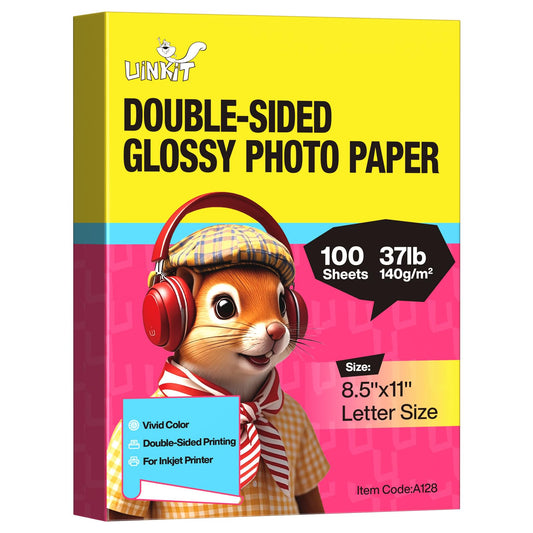 Uinkit 100 Sheets Brochure Paper Glossy Double Sided 8.5x11 Inkjet 37lb 140gsm Dye Ink Thin Photo Picture Flyer Calendar Magazine CD Cover Letter