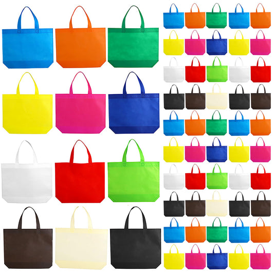 Nicunom 60 Pack Non-Woven Party Favor Bags, Colorful Reausable Gift Bag With Handles Tote Bags Bulk Reusable Grocery Bag for Birthday Christmas