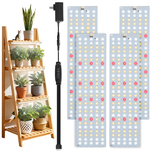 PlantaPulse Grow Lights for Indoor Plants, Ultra-Thin Panel, 540LEDs Full Spectrum, Auto On/Off Timer, 10 Dimmable Levels Plant Lights for Indoor Growing, 4 Pack