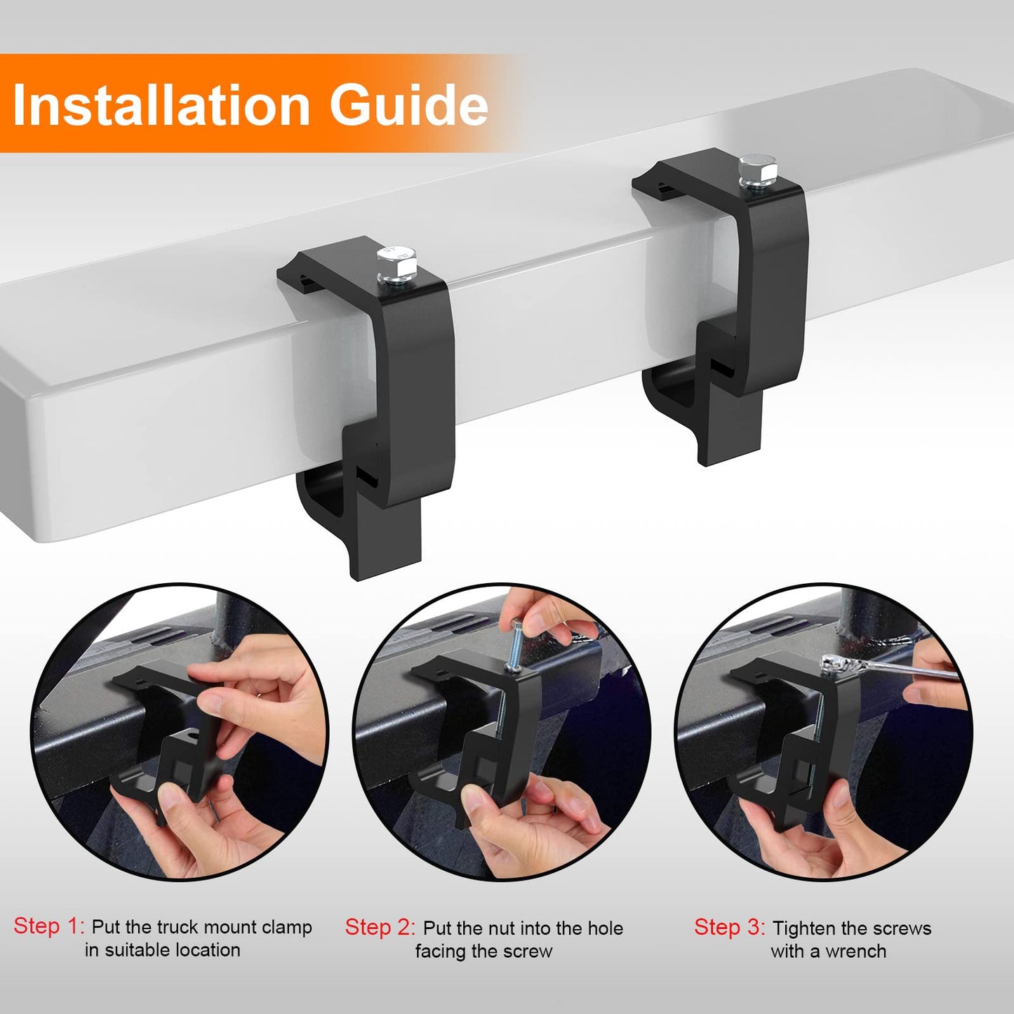 Cholila Cover 4 Pack Premium Aluminum Truck Topper Clamps, Black, Compatible with Chevy Silverado Sierra 1500 2500 3500, Dodge Dakota Ram 1500 2500 3500, F150 F250