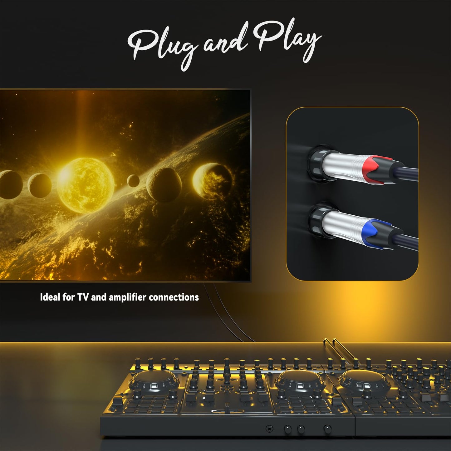 Tisino RCA to 1/4 Cable, Dual RCA to Dual 1/4 inch TS Stereo Audio Interconnect Cable Patch Cords - 6.6 feet