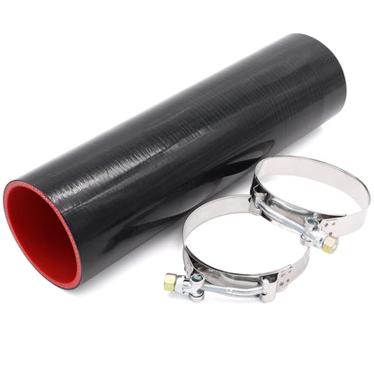 Taigoehua ID 3inch 4-Ply Straight Coupler Silicone Hose 5mm thickness 12inch Length with 2*Stainless Steel T-clamps (3inch(76mm))