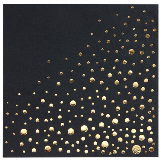 Stylish Black and Gold Napkins - 100 Pack of Disposable 5x5 Inch Black and Gold Cocktail Napkins- Disposable 3-Ply Black Cocktail Napkins for Party - Black Paper Napkins