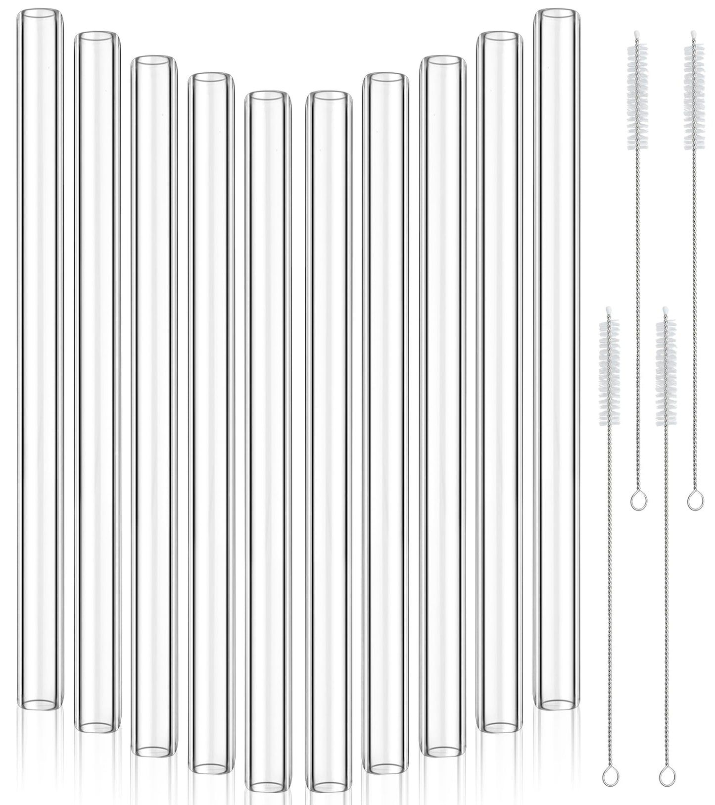Worldity 20Pcs 12 Inch Long Glass Borosilicate Blowing Tubes, Industrial Glass Tubes for Glass Blowing 12mm OD, 8mm ID, 2mm Thick Wall Clear Glass Pipe with 4 Cleaning Brush for Laboratory Experiment
