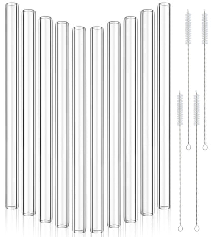 Worldity 20Pcs 12 Inch Long Glass Borosilicate Blowing Tubes, Industrial Glass Tubes for Glass Blowing 12mm OD, 8mm ID, 2mm Thick Wall Clear Glass Pipe with 4 Cleaning Brush for Laboratory Experiment
