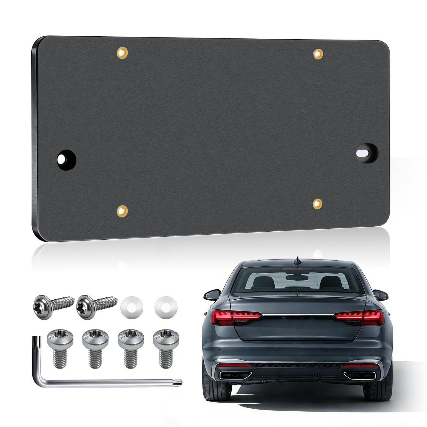 TOVIIEA Rear License Plate Bracket Holder Fit for 2012-2025 Audi A3 A4 A5 A6 A7 A8 S4 S5 S6 S7 RS5 RS6 RS7 Q3 Q5 SQ5 Series, Tail Bumper Car Tag Holder Frame Replace with Screws & Wrench