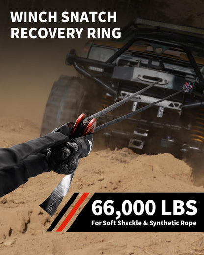 DAYDOOR Winch Snatch Recovery Ring, 66,000 lbs Breaking Strength (33,000 lbs WLL), Compatible with Soft Shackle and Synthetic Rope for SUV UTV ATV Truck Off-Road Recovery(Red)