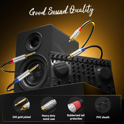 Tisino RCA to 1/4 Cable, Dual RCA to Dual 1/4 inch TS Stereo Audio Interconnect Cable Patch Cords - 6.6 feet