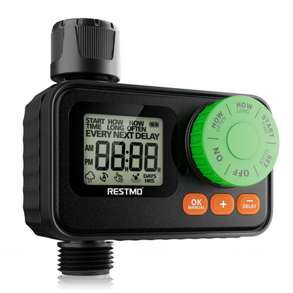 RESTMO Water Timer, Sprinkler Timer for Garden Hose, Programmable Hose Timer with Automatic/Rain Delay/Manual Watering, Digital Irrigation Timer for Outdoor Faucet, Yard and Lawn