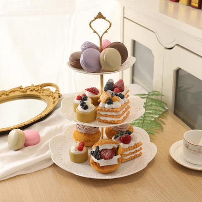 PowerKing 3 Tier Cupcake Stand Cake Stand - Plastic Tiered Serving Tray for Desserts, Candy, and Treats - Perfect for Wedding, Birthday, Tea Party (Round, 2 Pack)