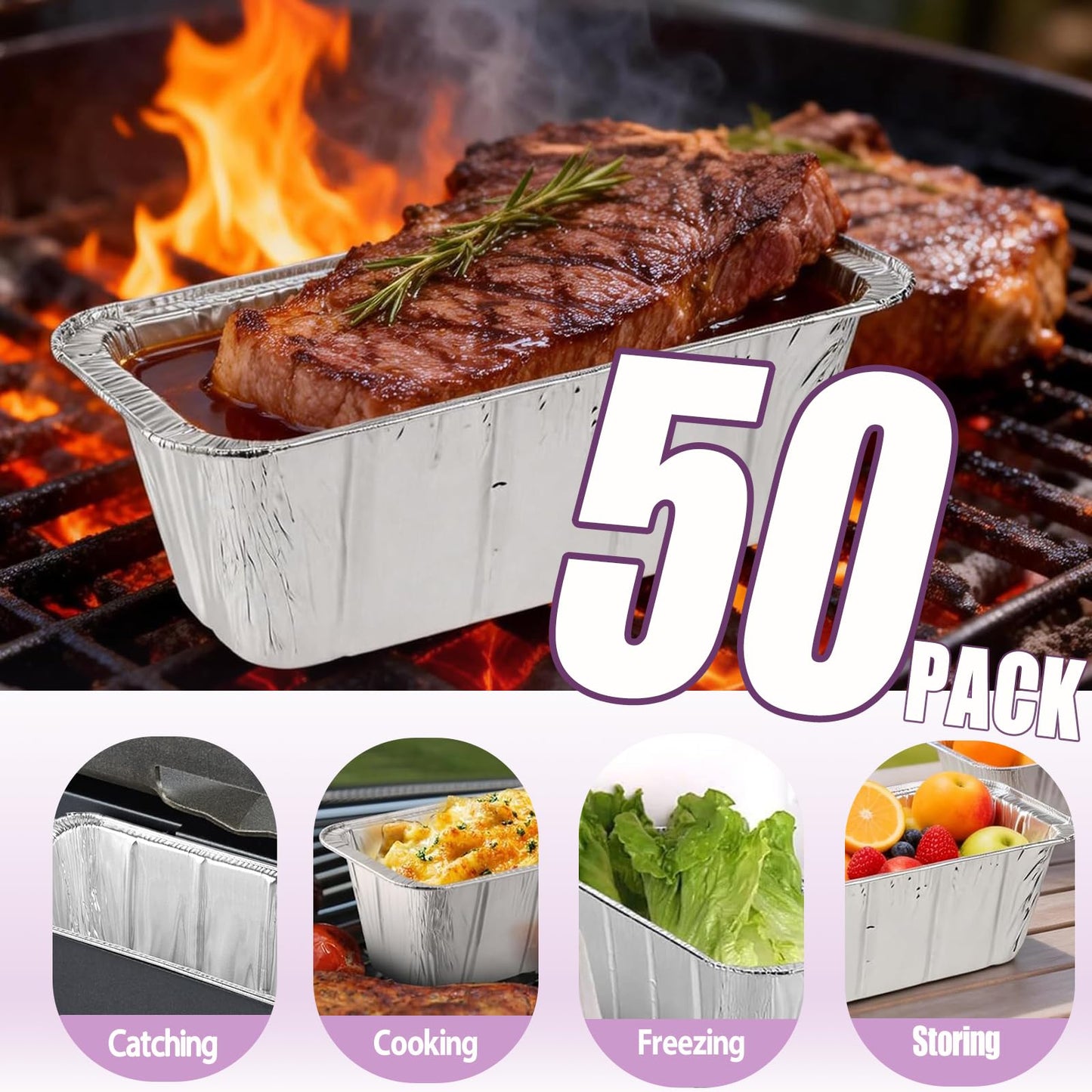 50 Pack Drip Pan Liners Kit for Blackstone Griddle 36" 30" 28" 22" 17", a Cleaning Brush, 2 Silicone Brushes, Aluminum Disposable Grease Catcher Trays for Blackstone Griddle Accessories