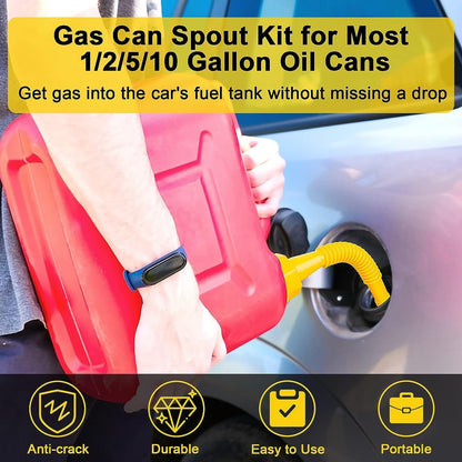 Gas Can Spout Replacement, Includes Nozzle, Vent caps, Rubber Gasket, Drill bits, Auxiliary Base Cap, Two Models Spout Cap Replacement Gas Spouts for Most of Cans (yellow)