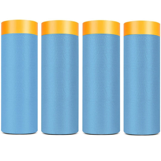 Pre-Taped Masking Film for Painting - 60" x 66' Painters Plastic Sheeting with Automotive Paint Tape and Drape for Covering Cars, Walls, Windows and Furniture Protection (4 Rolls)