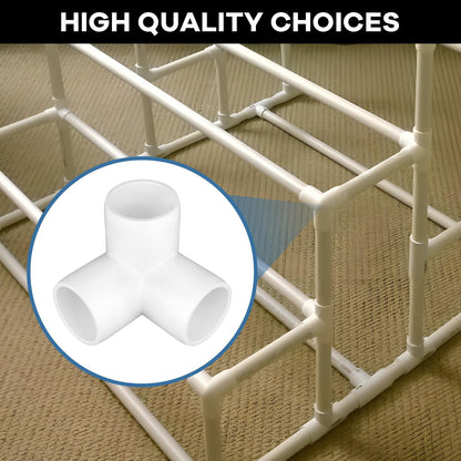 12-Pack 3 Way PVC Fittings 1 Inch, Furniture Grade PVC Pipe Elbow Connector for All DIY Structure and Frames