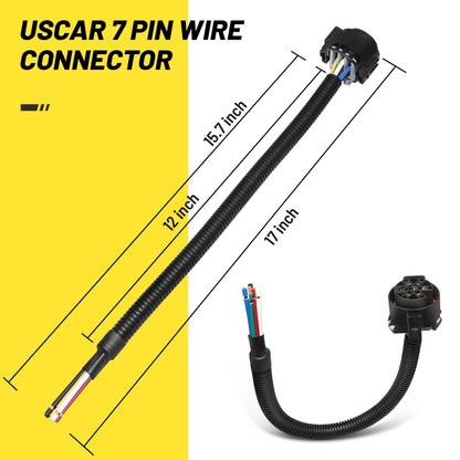 Oyviny Replacement USCAR 7 Pin Trailer Connector Wiring Harness OEM Style for Ford/GM/Chevy/Dodge Ram F150 Trailer Plug Socket Pigtail 12-16 AWG Pure Copper with Flex Tubing 16-Inch