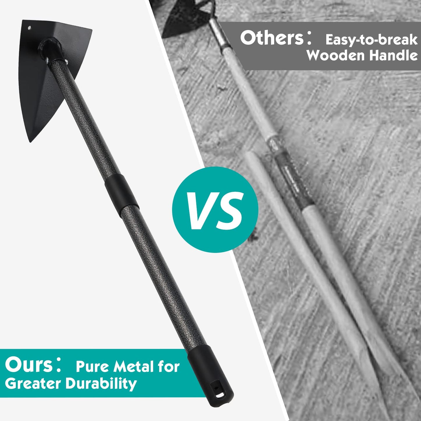 Garden Hoe Tool,Triangle Gardening Hoe with Sharp Blade for Digging,Weeding,Cutting and Loosing Soil,60 Inch Adjustable Length Metal Handle