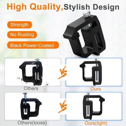 Cholila Cover 4 Pack Premium Aluminum Truck Topper Clamps, Black, Compatible with Chevy Silverado Sierra 1500 2500 3500, Dodge Dakota Ram 1500 2500 3500, F150 F250