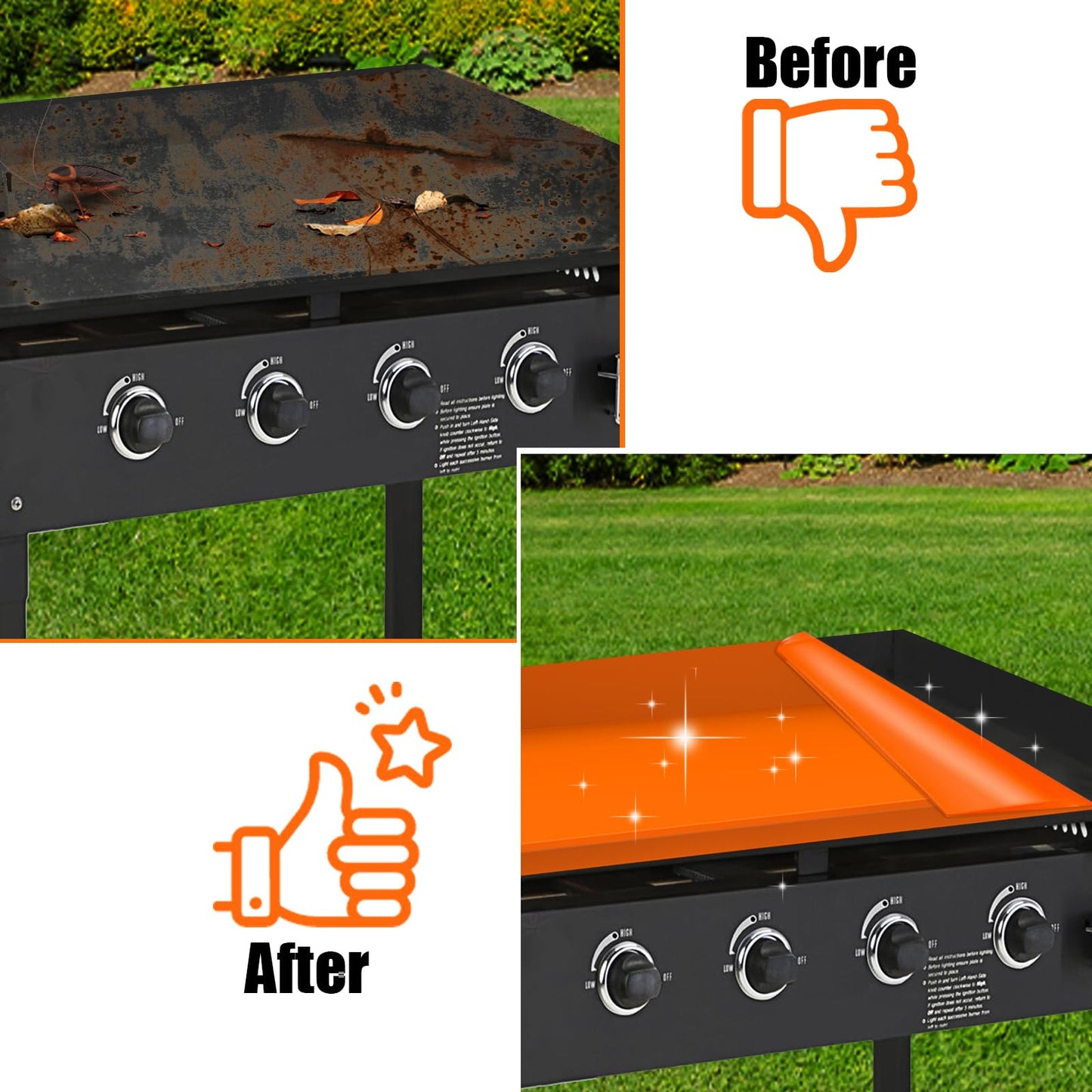 Silicone Griddle Mat Cover for Blackstone: 36 Inch Flat Top Grill Protector Mats Griddle Grill Deck Buddy Outdoor Camping Outside Cooking BBQ Accessories
