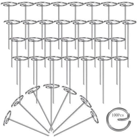 100 Pcs Circle Top Landscape Staples, 6 Inch G-Shaped Thickened Galvanized Garden Staples, Rust-Resistant Ground Cover Pins for Weed Barrier & Landscaping Projects