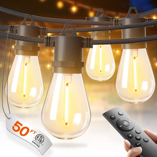addlon 50FT LED Outdoor String Lights Waterproof Patio Lights with 16+1 Edison Shatterproof Bulbs, Commercial Grade Weatherproof Strand, ETL Listed Decorative for Garden or Patio