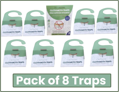 8 Pack Clothes Moth Traps | Child and Pet Safe | Protect Clothes, Sweaters, Wool, Carpet | Adhesive Traps for Fabric Moths