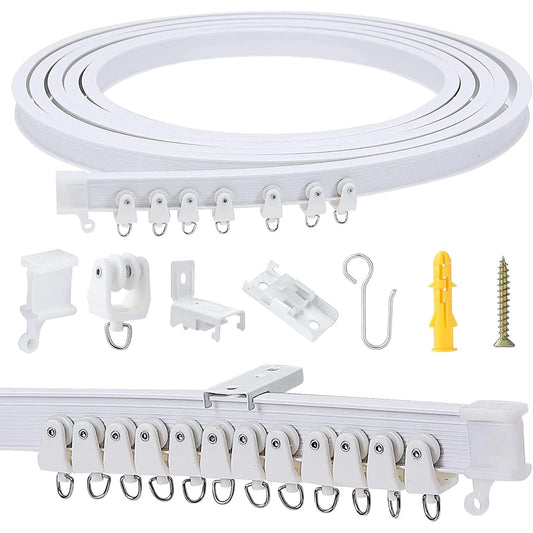 5 Meters (16.4FT) Flexible Bendable Ceiling Curtain Track,room divider, window treatment or bay, shower track, trailer motorhome Curtain Track, Room Divider, Ceiling Track for Curtains