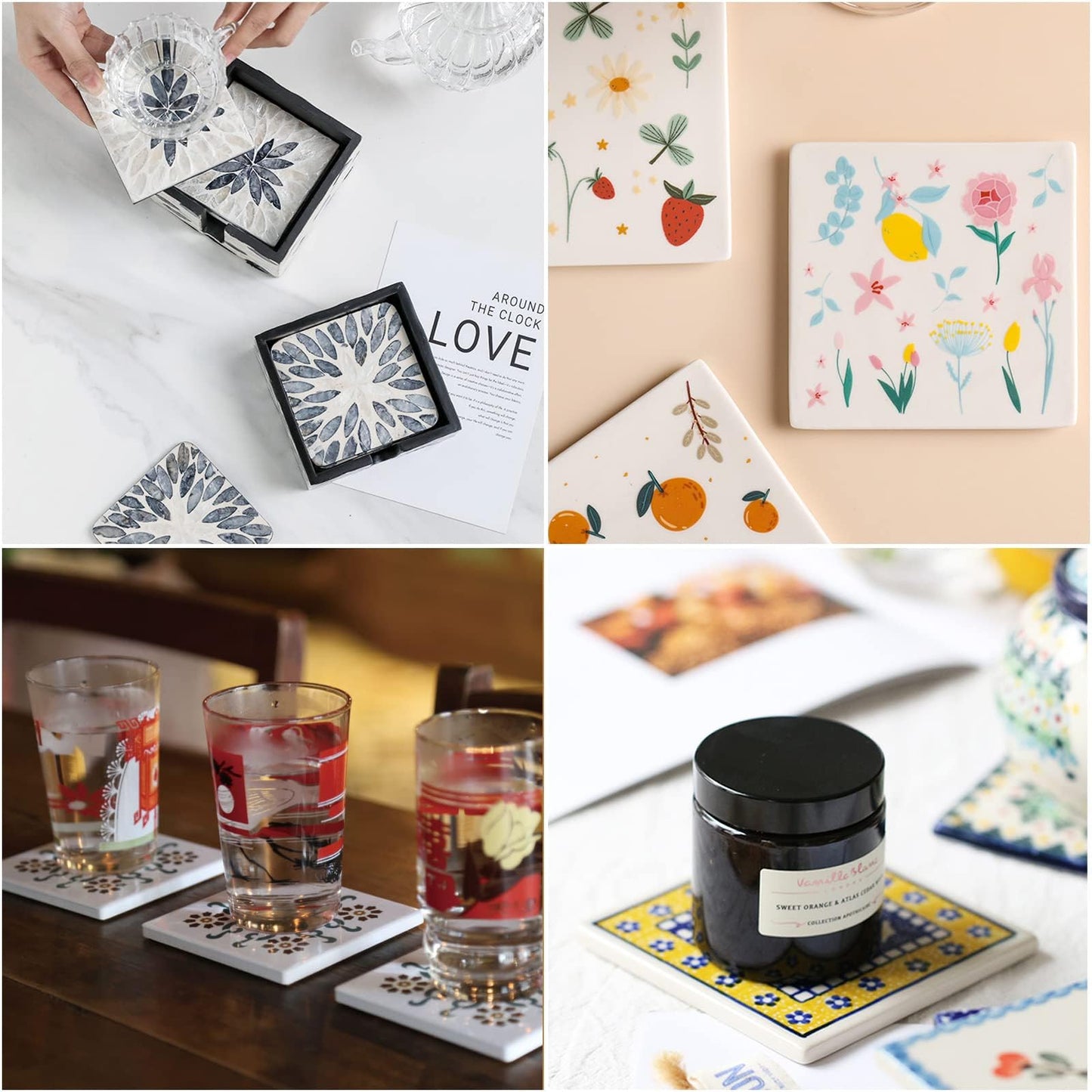 AKOLAFE 15 Set Sublimation Blanks Glazed Ceramic Tiles 4x4 Tile White Sublimation Coasters Blanks Ceramic Tiles for Crafts Sublimation Coasters Ceramic Square Sublimation Ceramic Coasters for Painting