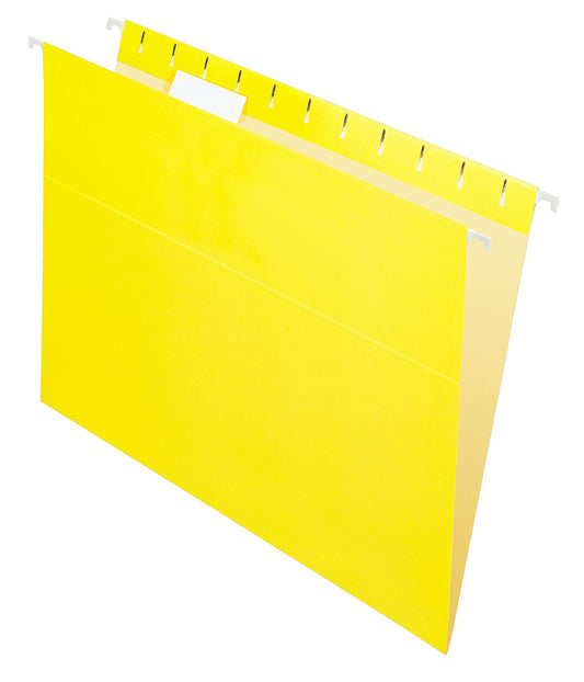 Pendaflex Hanging File Folders, Letter Size, Yellow, 25-Pack, Durable Paper Stock, Coated Rods for Smooth Sliding, Lighter Interior to Prevent Misfiling, for Office or Home Filing Systems