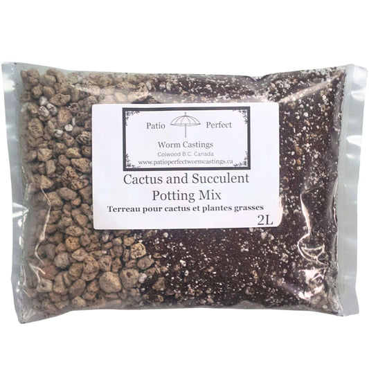 Patio Perfect WC - Cactus and Succulent Potting Mix 2L | with Vegan Worm Castings and Two Types of Rock Dust