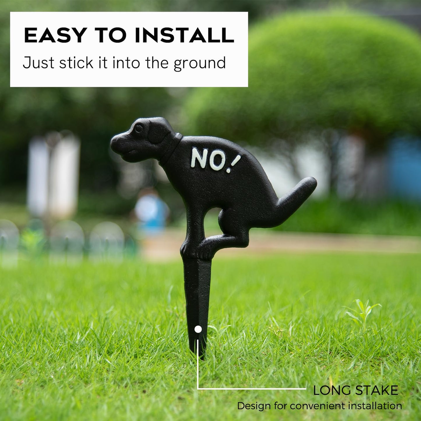No Pooping Yard Signs, Prefdo 2 Pack Cast Iron No Dog Poop Signs, Keep Your Dog Off Grass Signs, No Peeing or Pooping Dog Signs for Outdoor Yard Lawn Garden (Black)