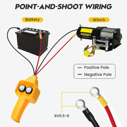 Winch Control Handle, Winch Wired Controller Hand Control Assembly Push Button Style 12V for Capstan 1500lbs‑5000lbs, Yellow by Swess