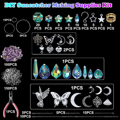 400pcs Sun Catchers Making Supplies Kit,DIY Suncatchers,Crafts and Art for Adults Hanging Prism Sun Catcher with Crystals Rainbow Maker for Indoor Window Home Wedding Garden Christmas Decor