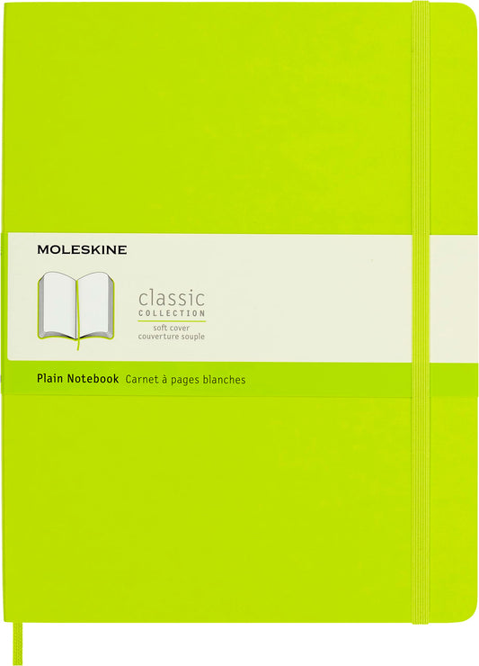 Moleskine Classic Notebook, Extra Large, Plain, Lemon Green, Soft Cover (7.5 x 9.75)