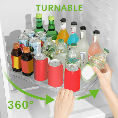 Lazy Susan Turntable Organizer for Refrigerator, 360° Rotate Fridge Organizers and Storage, 16.54 Inches Square Lazy Susan Organizer for Cabinet, Pantry, Kitchen, Countertop