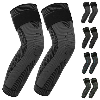 Kecartu 2 Pack Knee Braces for Men & Women, Long Full Leg Compression Knee Support Sleeves for Sports, Workouts, Running, Weightlifting, Basketball, Volleyball - Joint Knee Pain Relief, Black, L