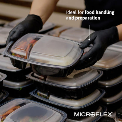 Microflex MK-296-XXL-Box Midknight Exam Gloves, PF Nitrile, Textured, Black, XXL (Pack of 100)