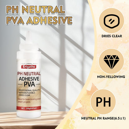 250g Book Glue,Neutral PH PVA Adhesive, Acid-Free, All-Purpose, Dries Clear and Remains Flexible, Used for Bookbinding and Repair, Framing, Collages, Paper Art and Crafts
