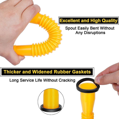 Gas Can Spout Replacement, Includes Nozzle, Vent caps, Rubber Gasket, Drill bits, Auxiliary Base Cap, Two Models Spout Cap Replacement Gas Spouts for Most of Cans (yellow)