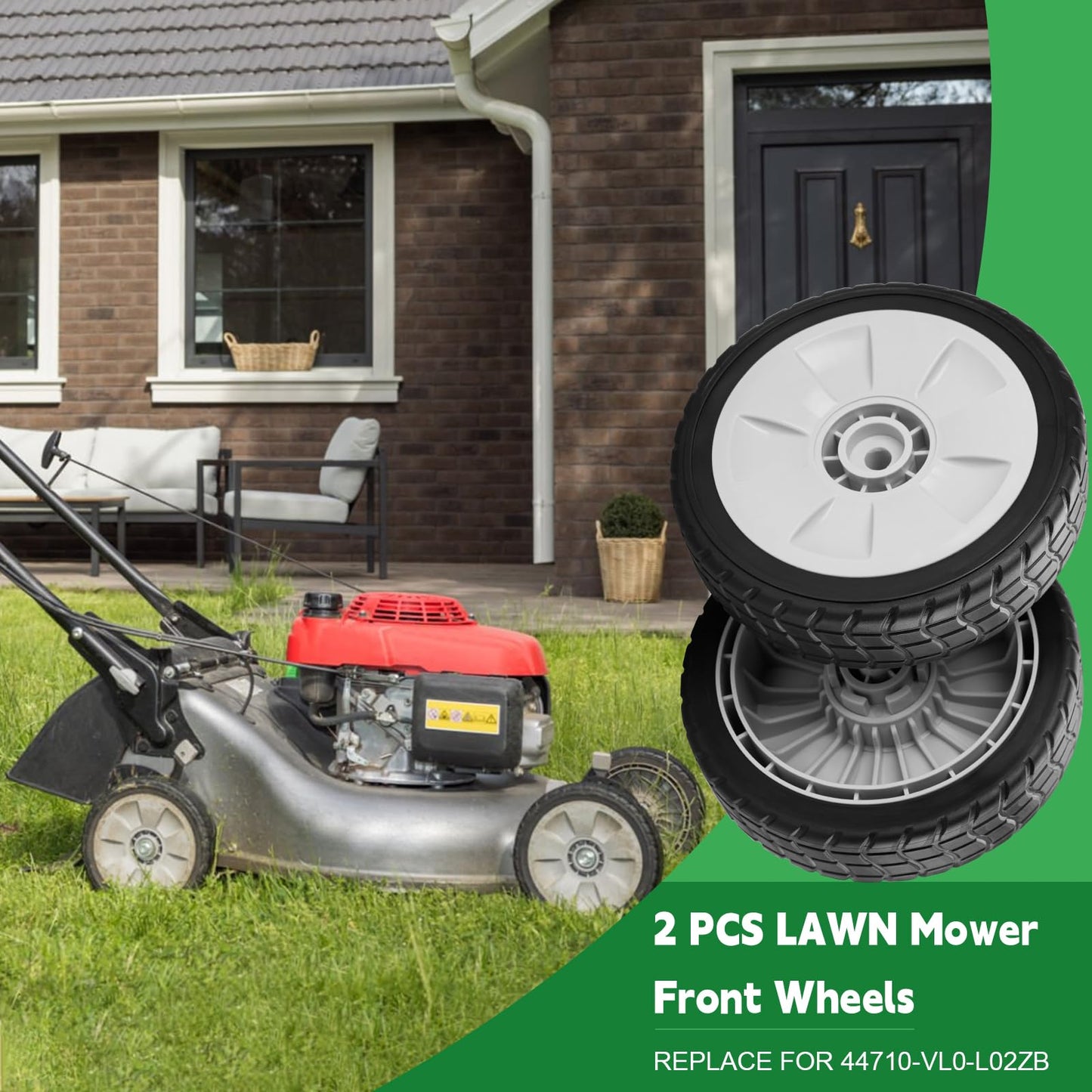 HRR216 Lawn Mower Wheels 2 Front Wheels 44710-VL0-L02ZB Compatible with Honda HRR216 HRT216 HRS216 Lawn Mower